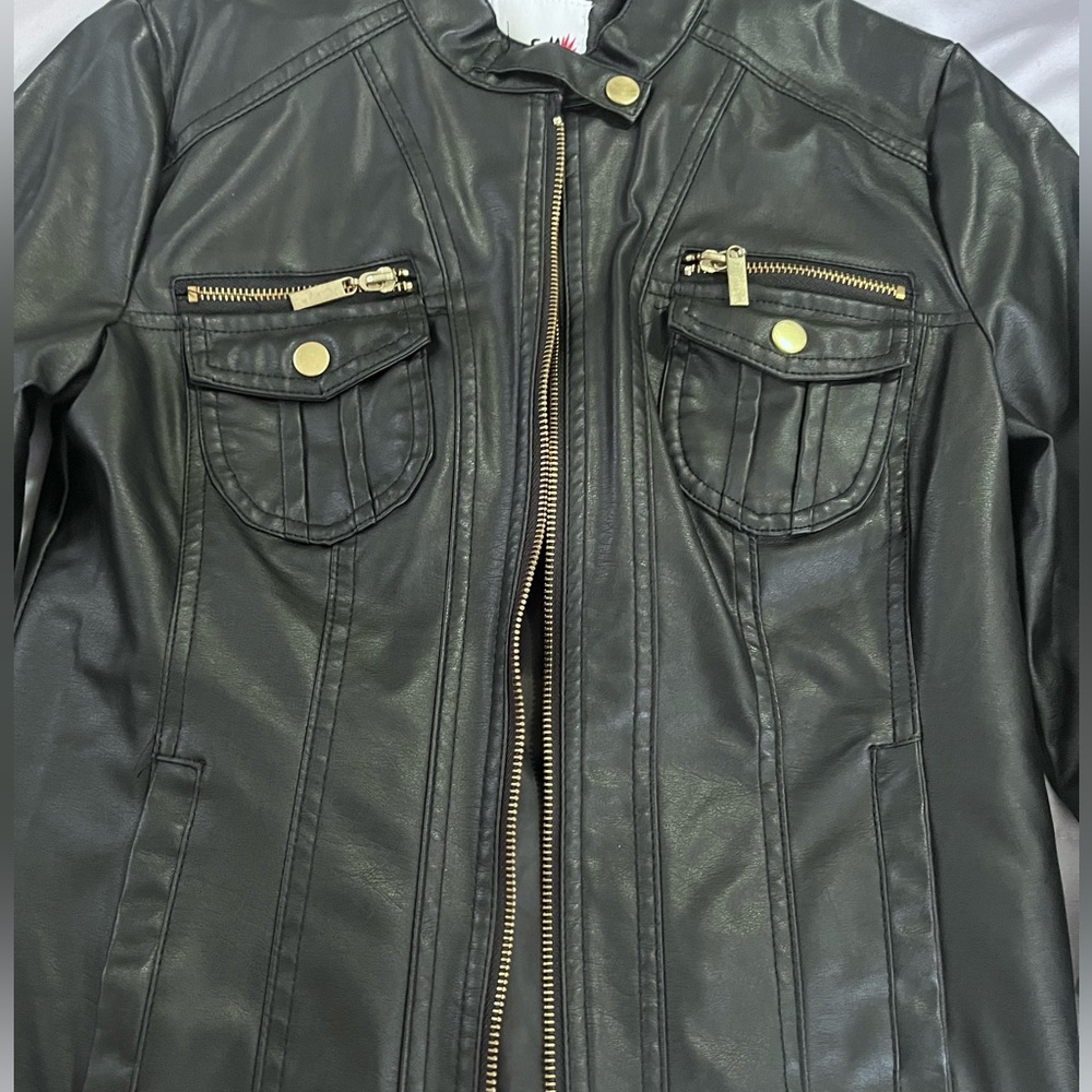 Black faux leather jacket